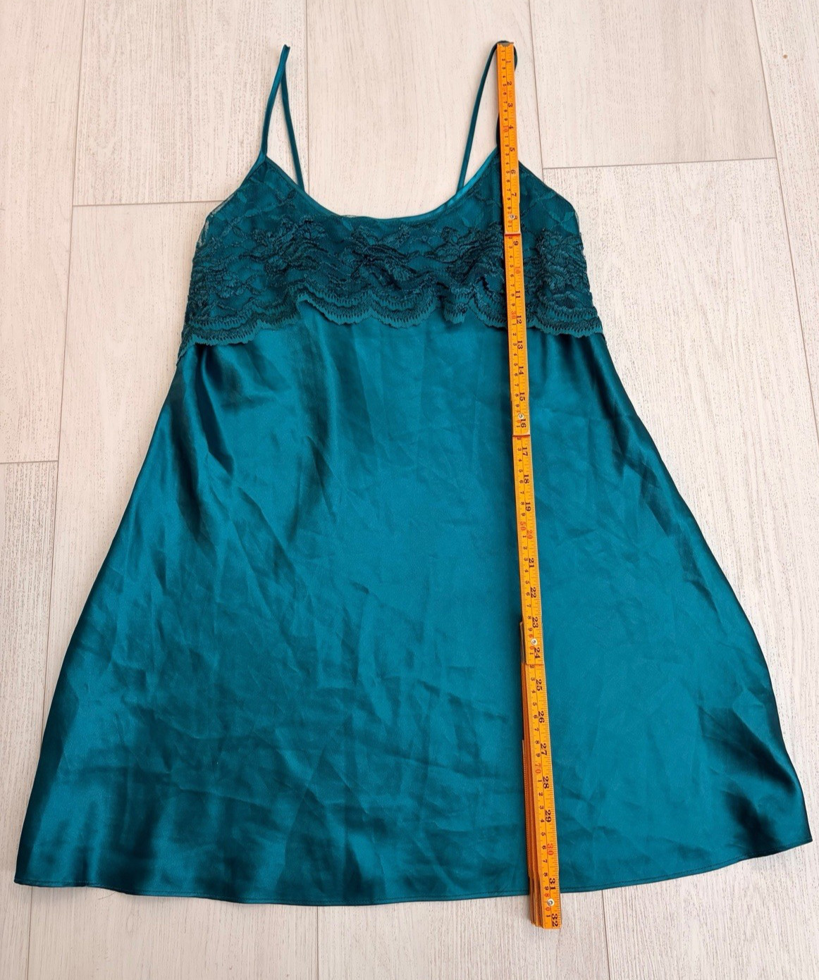 Vintage Prvt Luxuries Satin Slip Dress Lingerie Sz S Green Embroidered