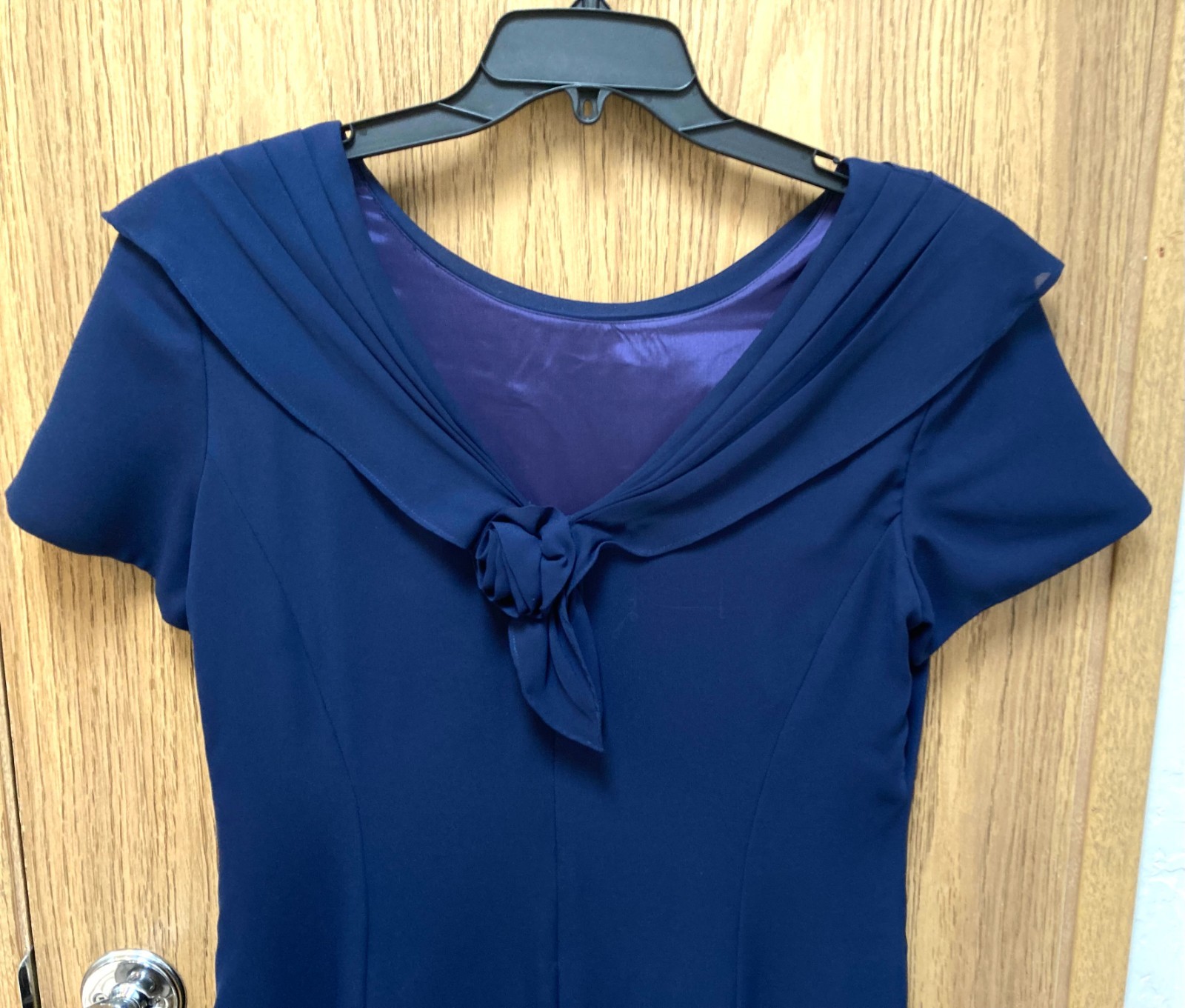 Vintage Depeche Mode by Yves Cossette 1940s Style Swing Dress Size 12 Navy Blue