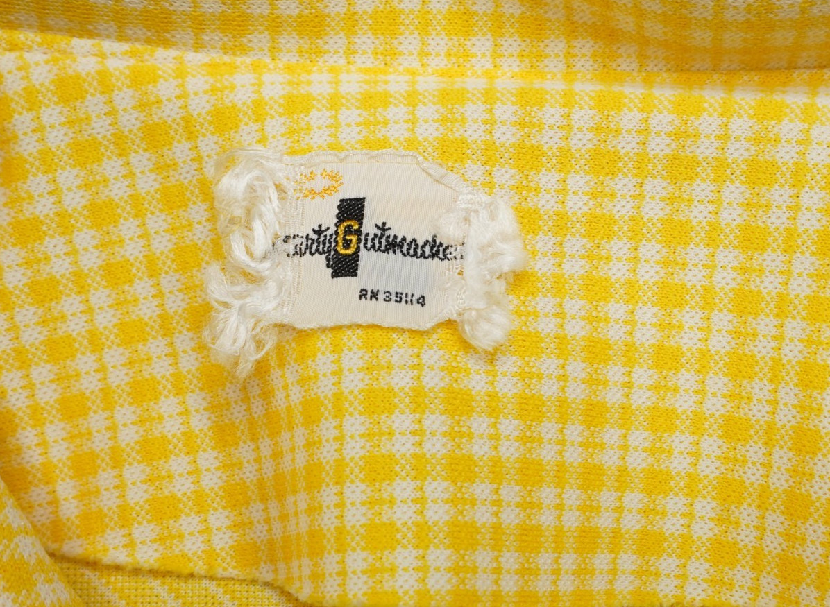 Vintage 60s Blouse Womens L Yellow Button Shirt Long Sleeve Marty Gutmacher