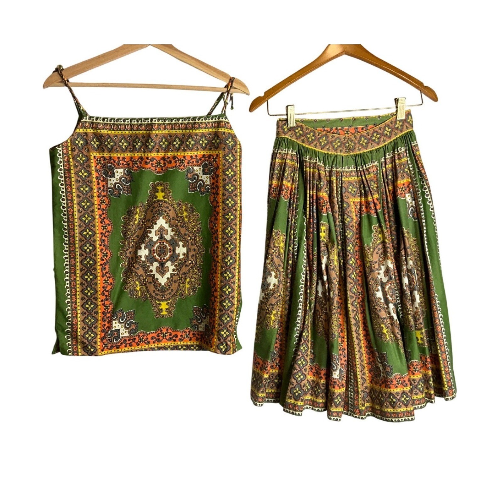 Vintage Jacaranda Skirt Set w/ Tank Top Handkerchief Boho Cottagecore Hippie XS