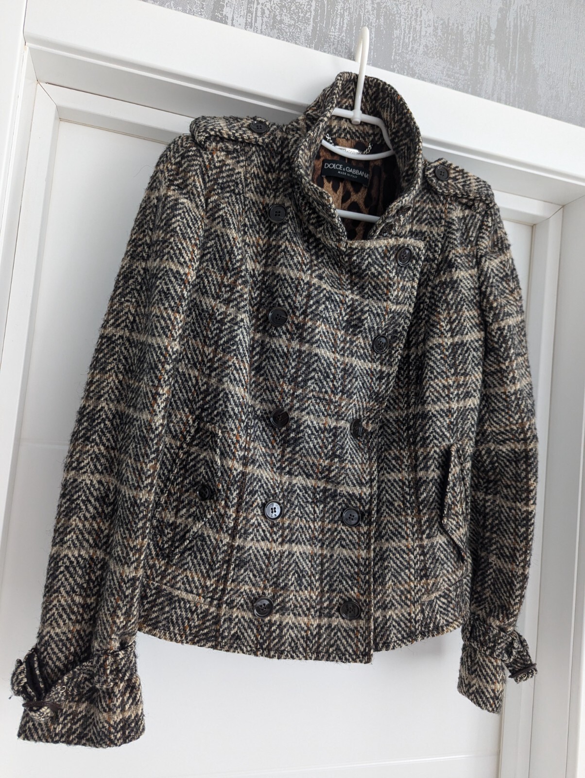 Dolce & Gabbana Wool Mohair Alpaca Short Coat Collar Double-Breasted Jacket 40 S