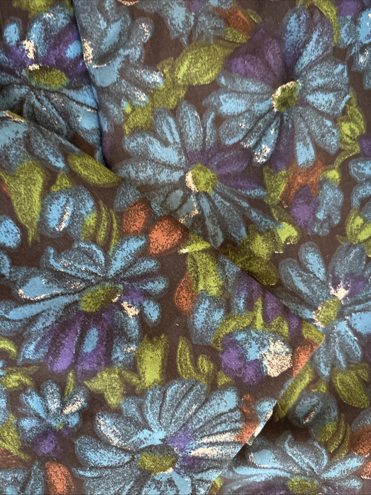 MCM Jeanne Crain of Hollywood Day Dress Blue Daisies Button/Tucks/Belt Sz 14-1/2