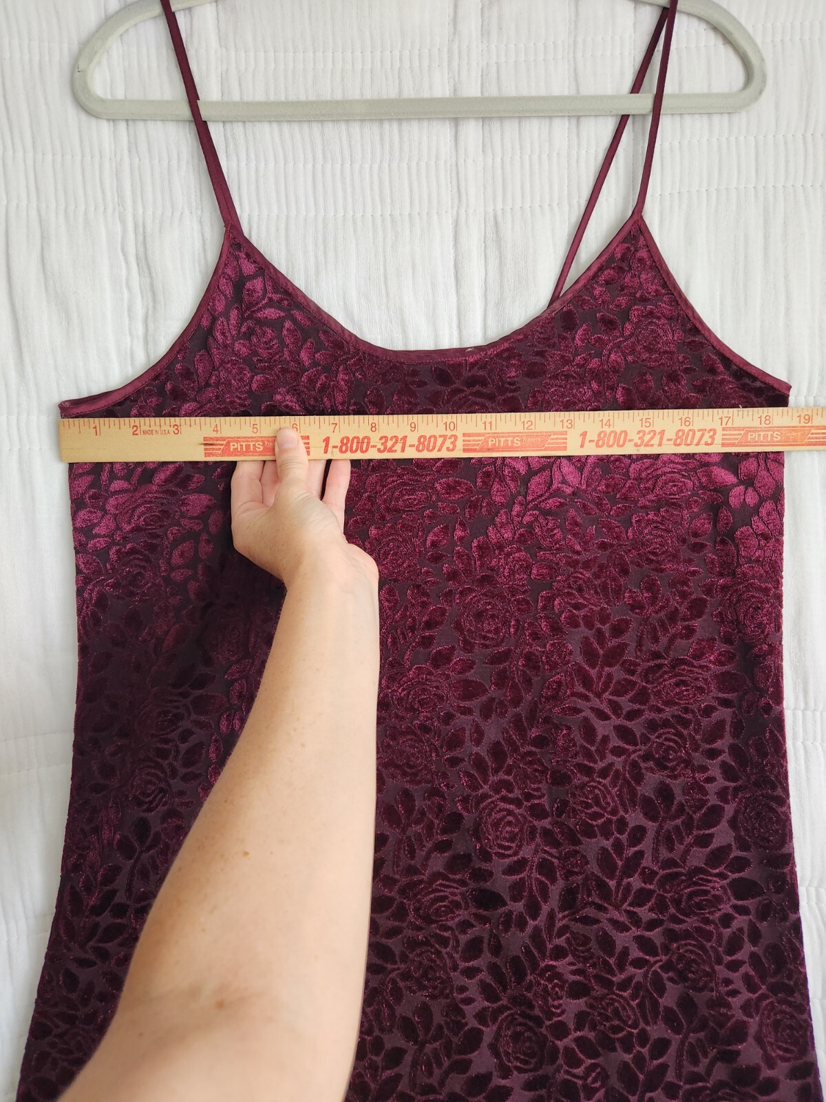 Vintage 90s Vasarette Velvet Floral Slip Dress Babydoll Lingerie Medium Red