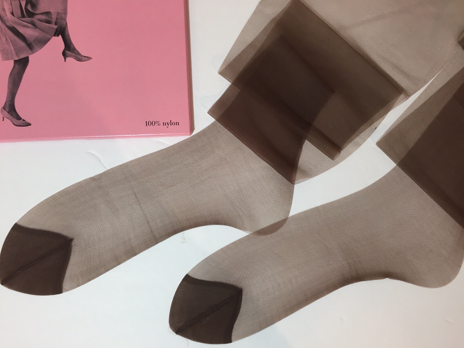 Vintage 3 Pairs 11 X 35” FASCINATION Nylon Stockings Intrigue Demi~Toe Nude Heel