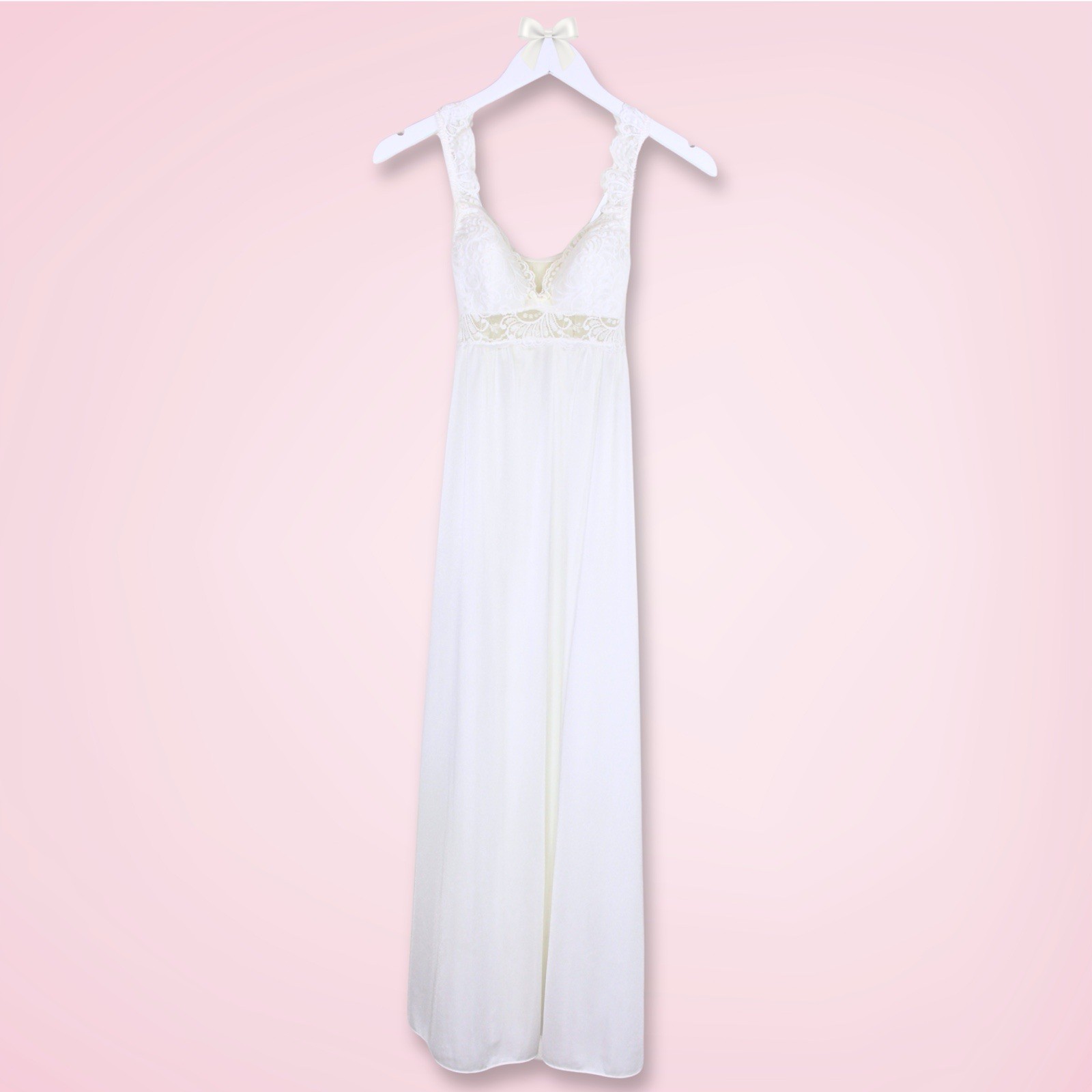 Vintage Olga Ivory Nightgown 32 Bridal Slip Dress Satin Lace Full Length USA