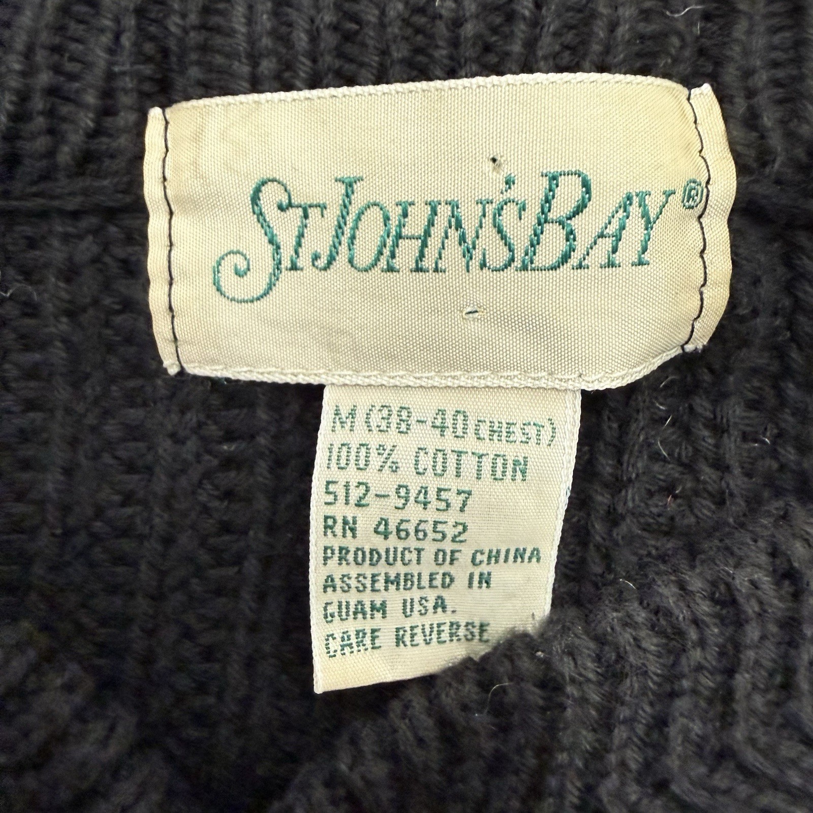 Vintage St. John’s Bay Fisherman Knit chunky cable knit Sweater Size Medium