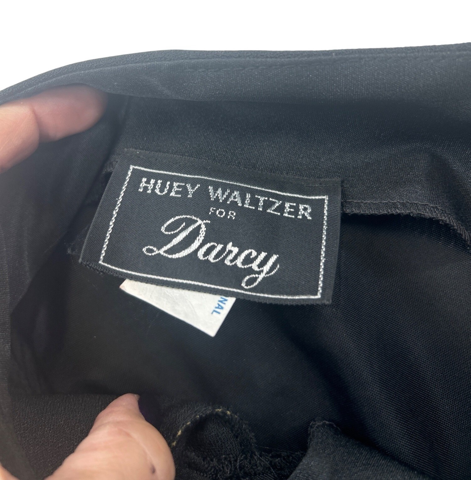 Vintage Huey Waltzer for Darcy Cocktail Dress Sz M Black Ruffles Bow Retro 80s