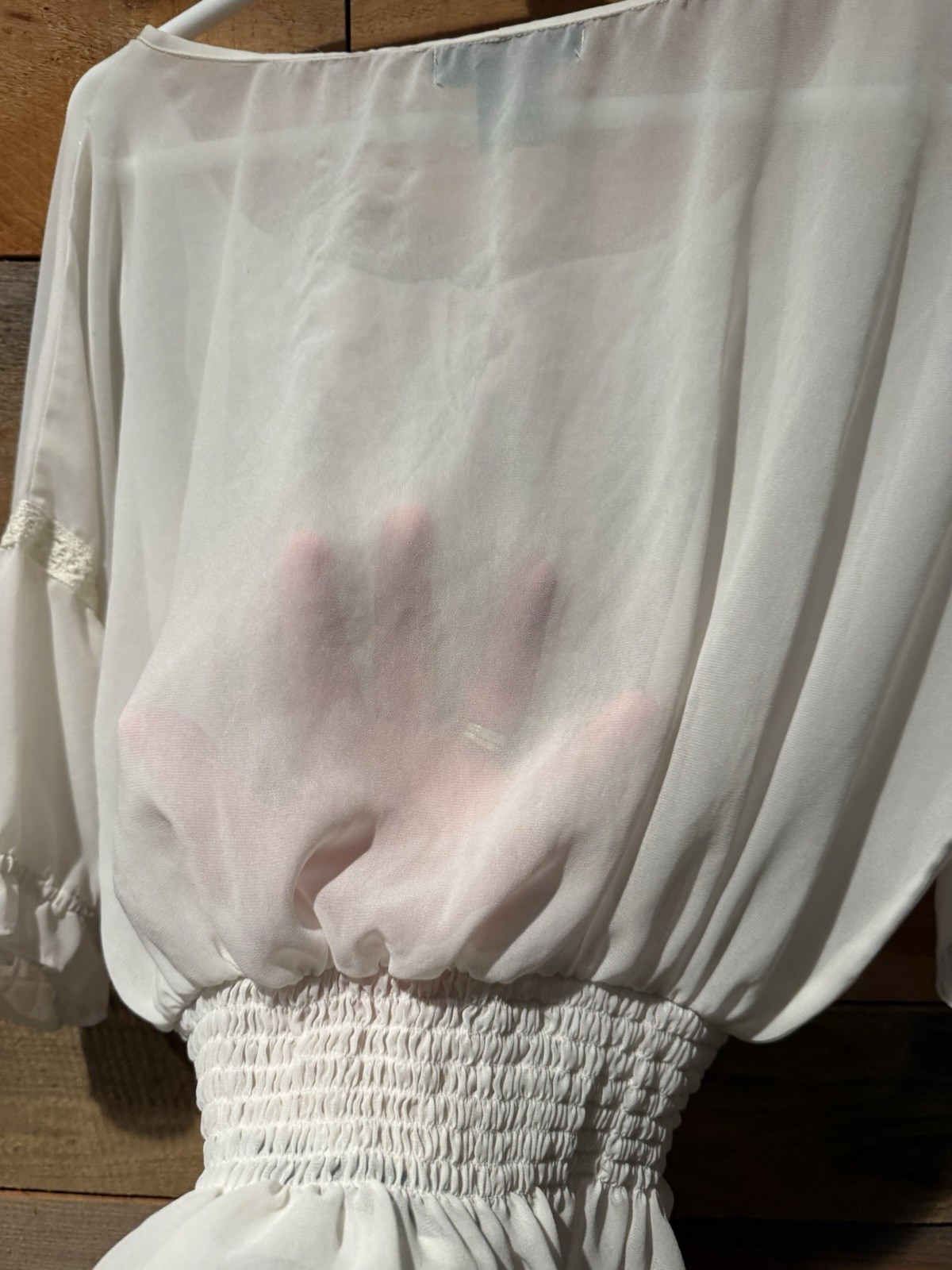 Vintage 90s Boho Peasant Blouse Woman XL Romantic Babydoll Whimsygoth Sheer