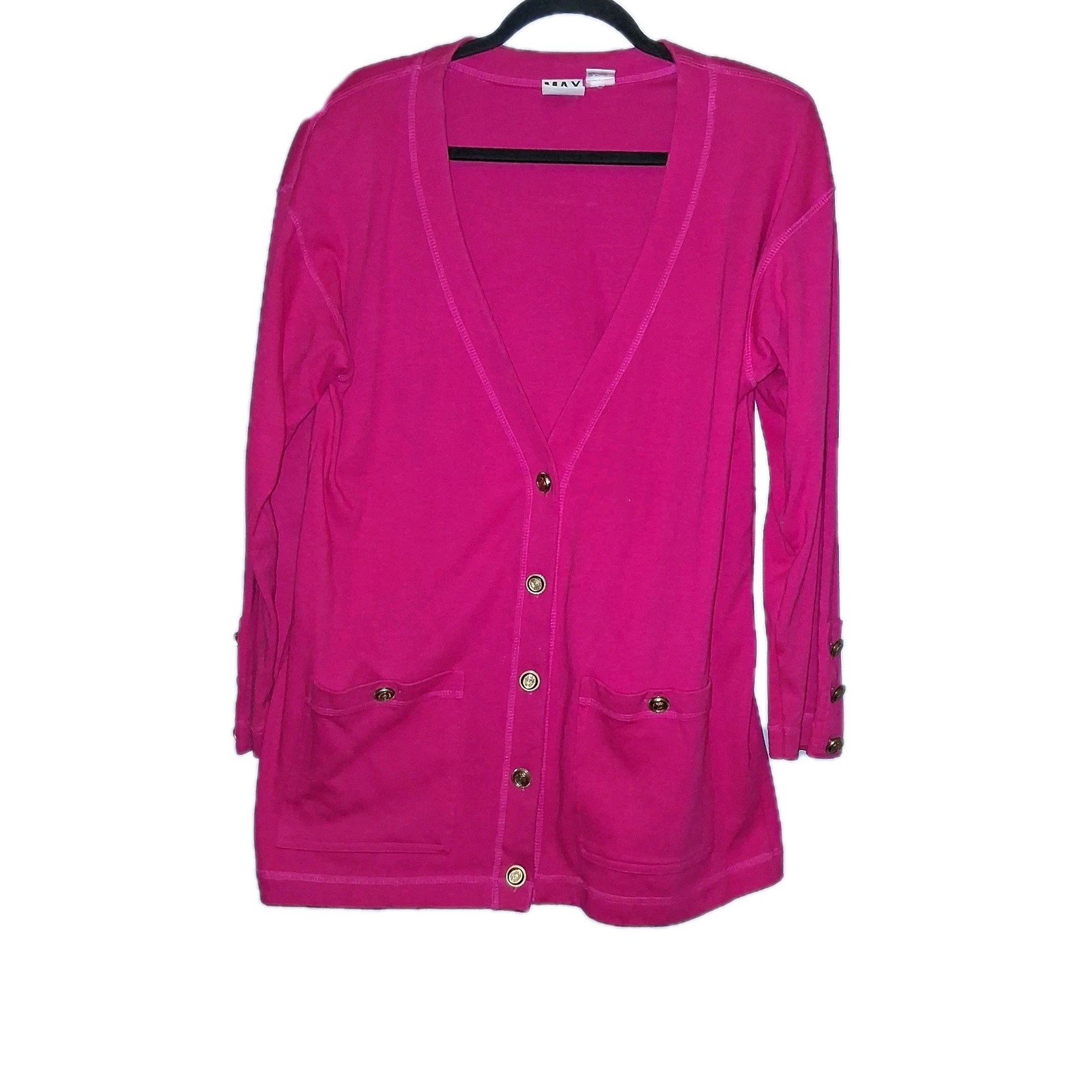 Vintage Max & Diane Fushia Pink Magenta Cardigan Size Large 1980s 1990s 90s 90s