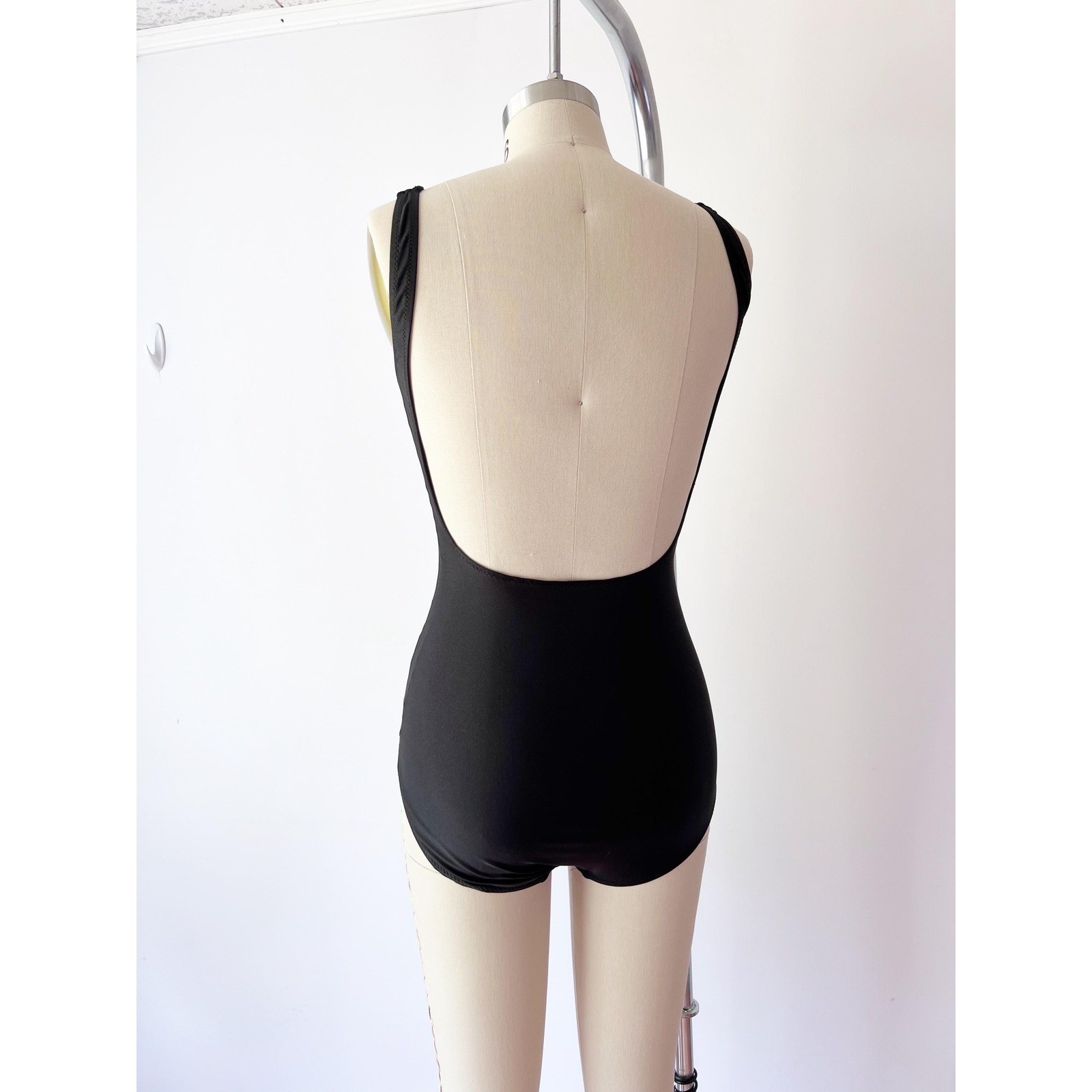 Gottex One Piece Swimsuit Black Floral Embroidered Lace Up Vintage 8