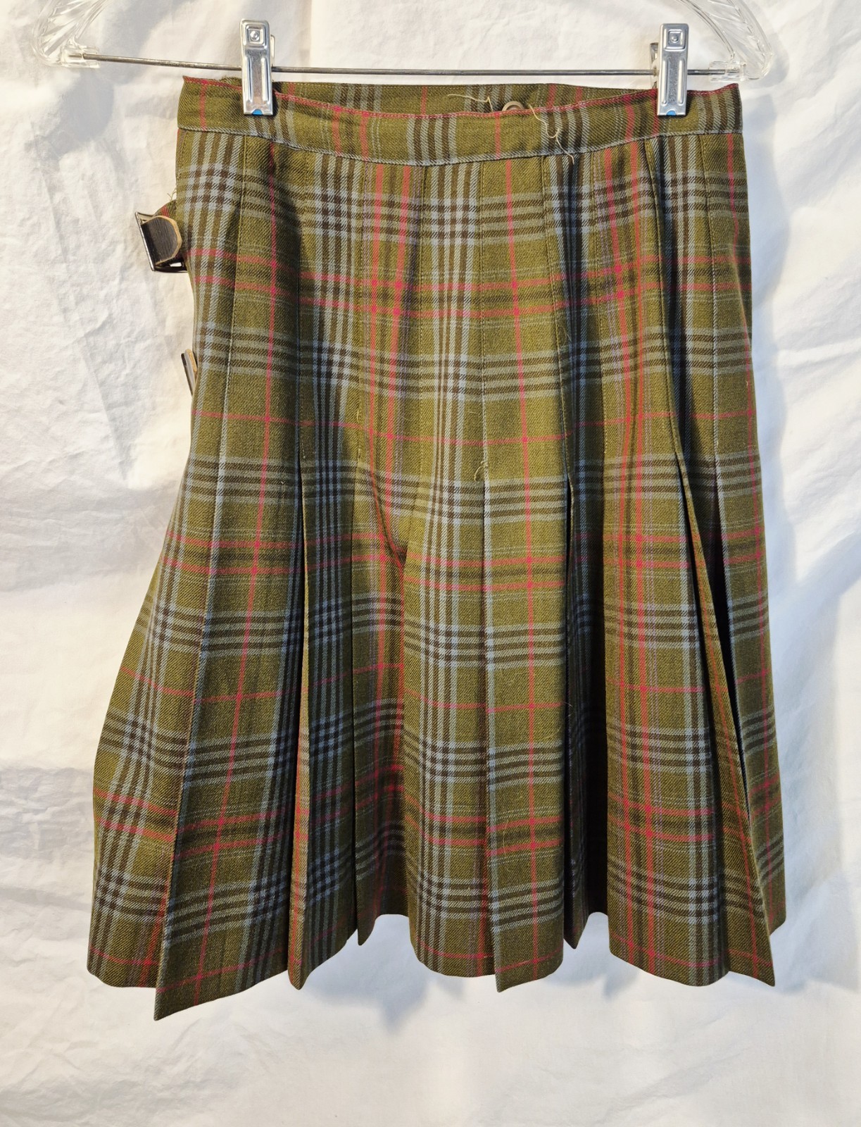 Florence Walsh Sweater And Skirt Green Plaid Vintage Small Medium