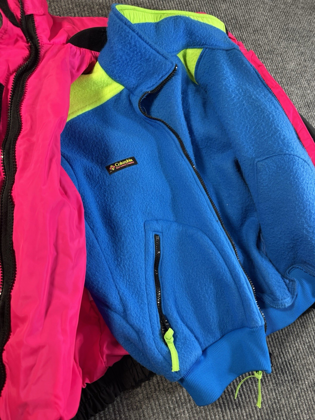 Columbia Sportswear Bugaboo Women’s Jacket S Vintage 1990s Black Pink Blue Neon