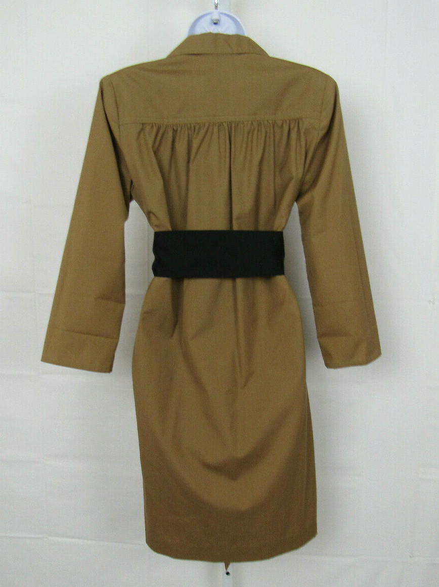 VTG 1960s MOD NED GOULD N.R.1 KHAKI TRENCH COAT DRESS BELT SIZE 10 POLY COTTON