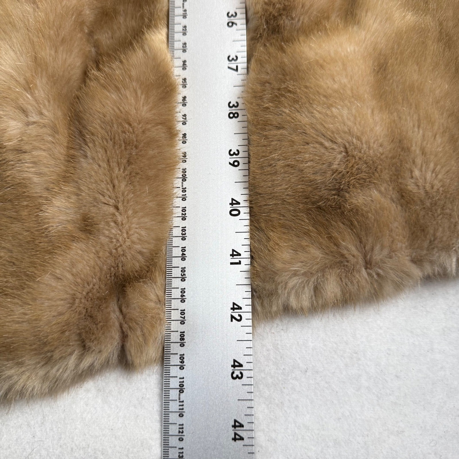 Russel Taylor Mincara Faux Fur Coat Womens Camel Tan Vintage Mid Length