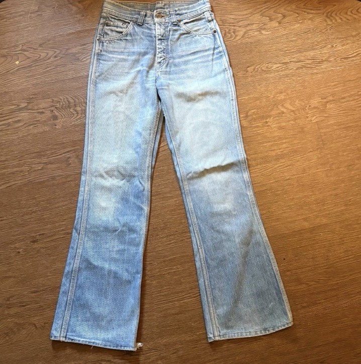 Vintage 70s HASH Jeans Front Seam Bell Bottoms High Waisted Flare Size 28 X 30