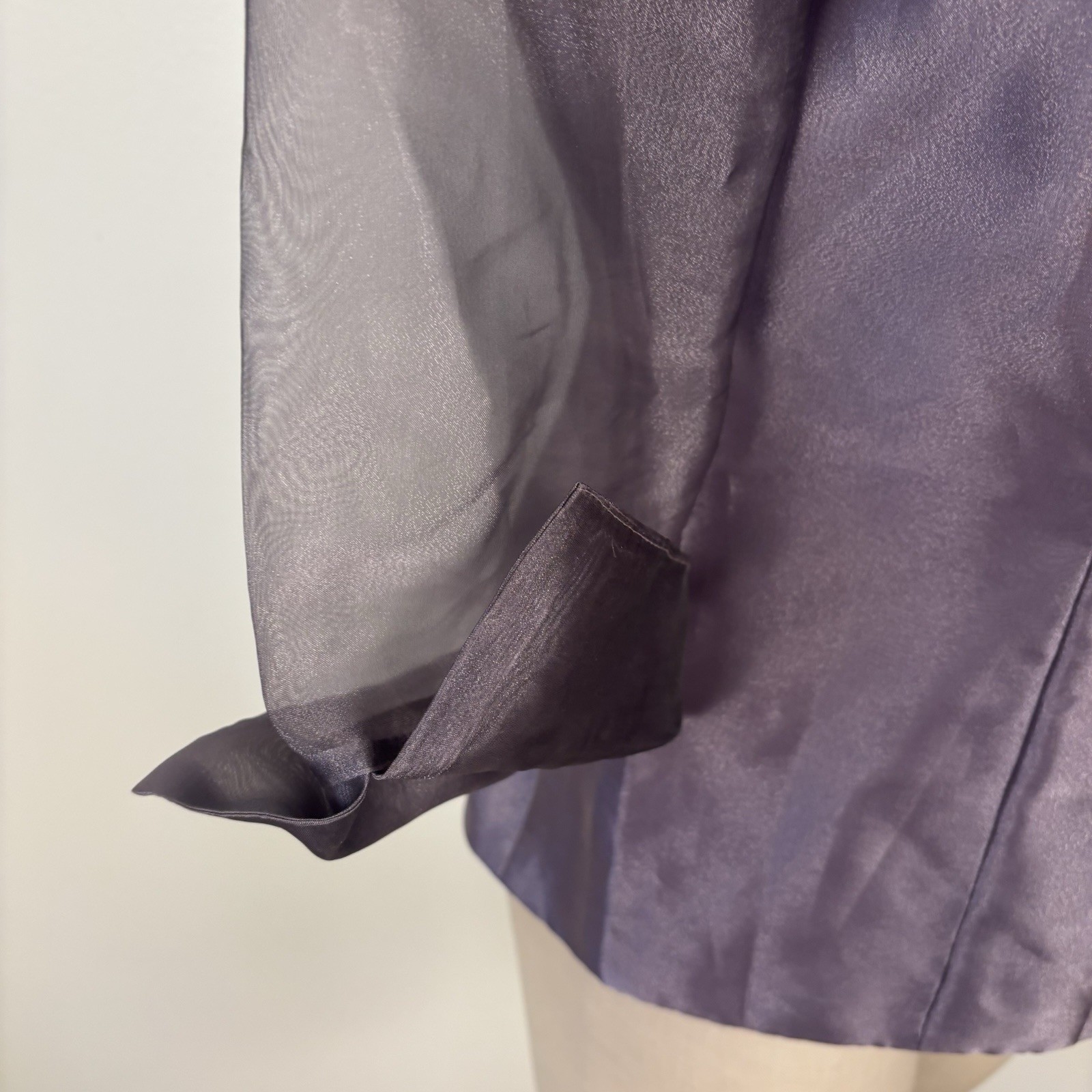 VTG Alex Evenings Purple Rose Metallic Iridescent Cocktail Evening Jacket Sz M