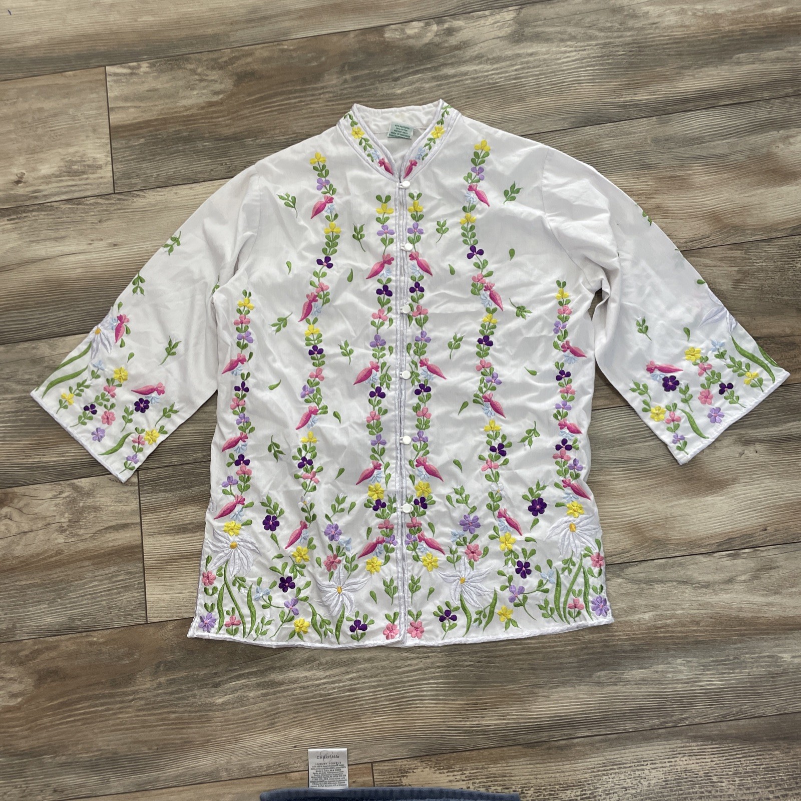 Vintage Caro Of Honolulu Floral Embroidered Blouse Made Philippines Colors 10