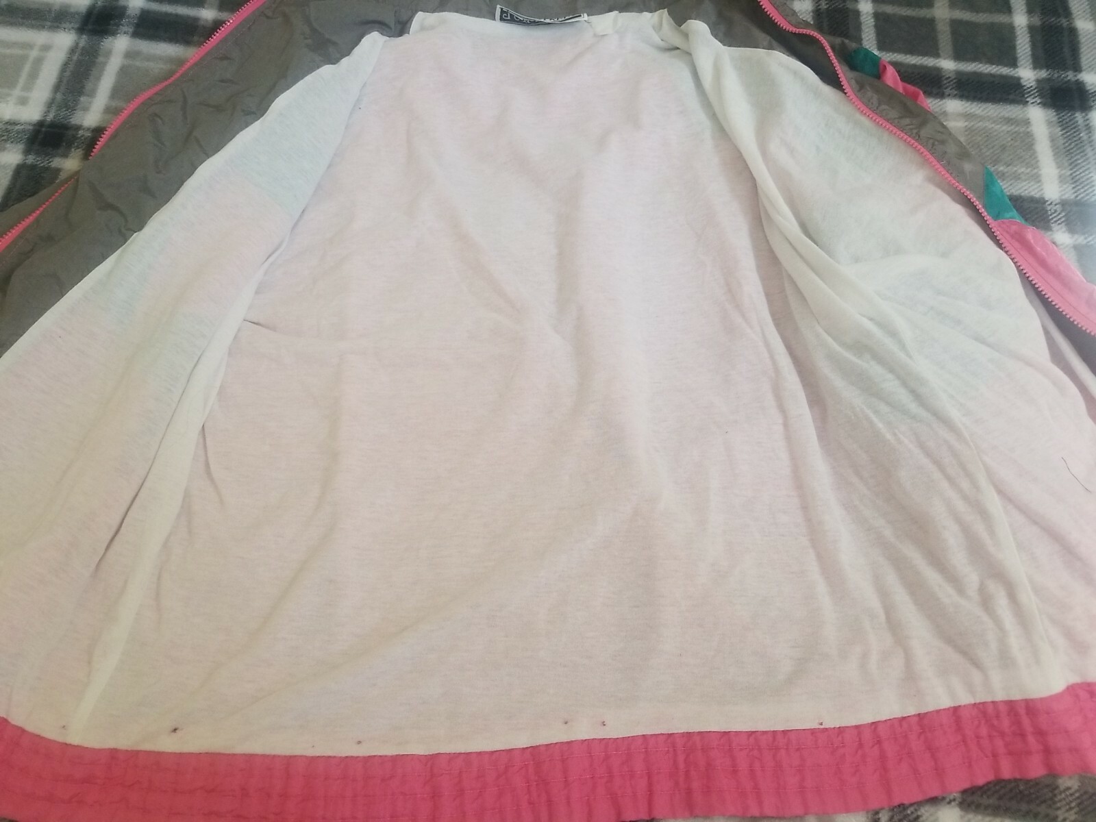 Vintage 90’s Longstreet Missy Windbreaker Track Jacket Pink Green Gray Large