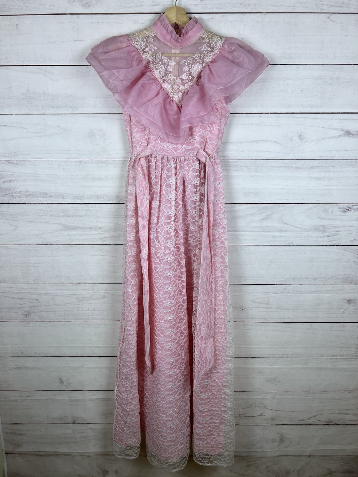 Vintage Vicky Vaughn Junior Dress Pink Size 9 ILGWU Union 70s 80s Small or XS