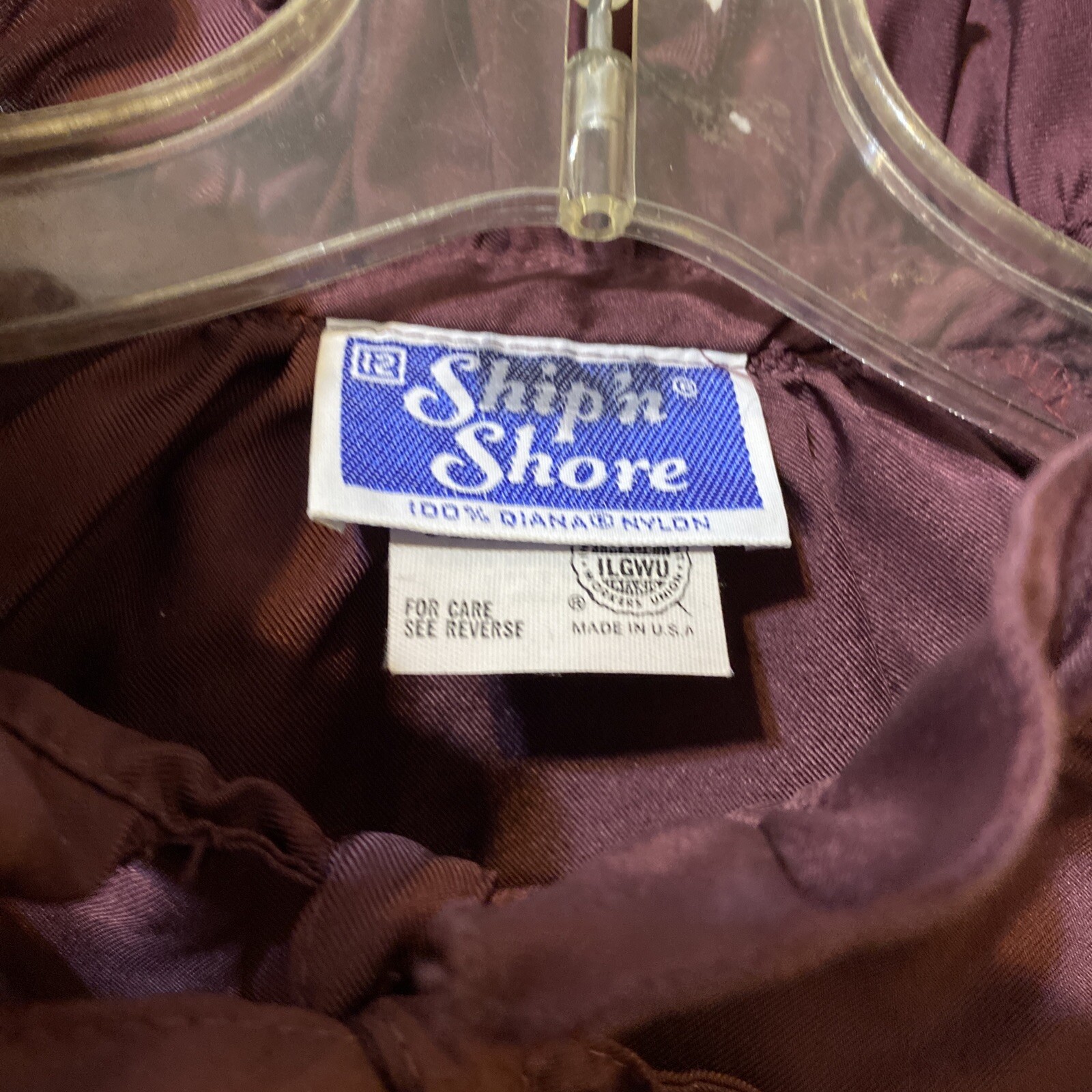 Ship N Shore Vintage solid burgandy Blouse Women Size 12 NWT Tie at Neck Retro