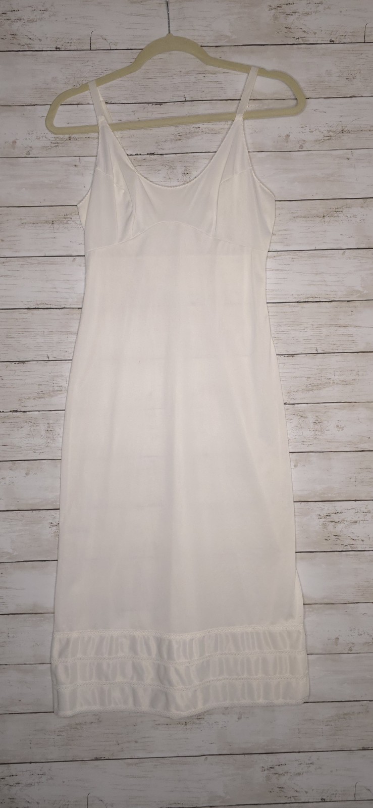 Vintage 70s Movie Star Slip Dress White Size 34″ Bust See Blemishes Midi