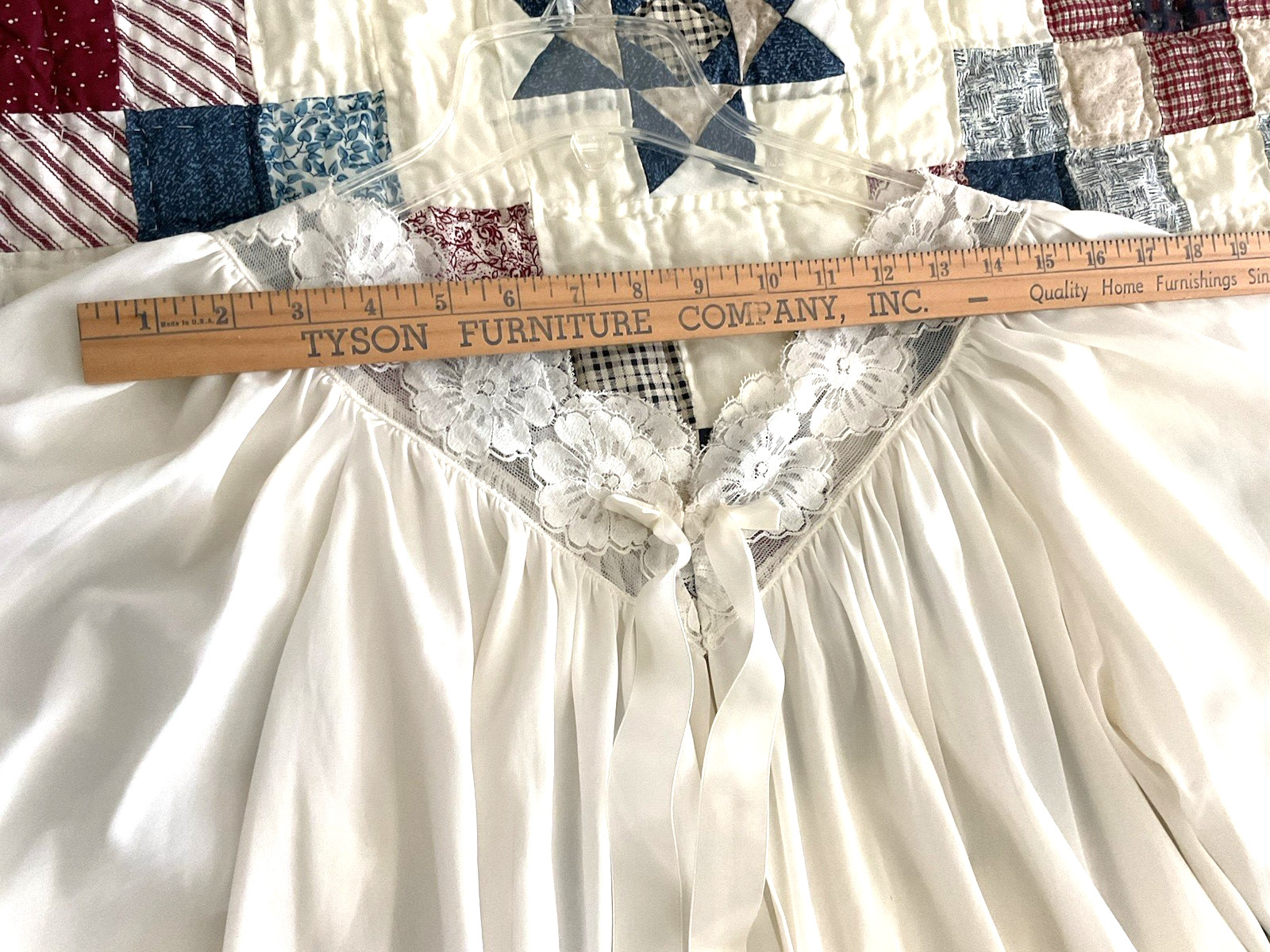 1963 SANS SOUCI White Peignoir Robe Double Chiffon Sleeves Lace Cuff Tie Front-S