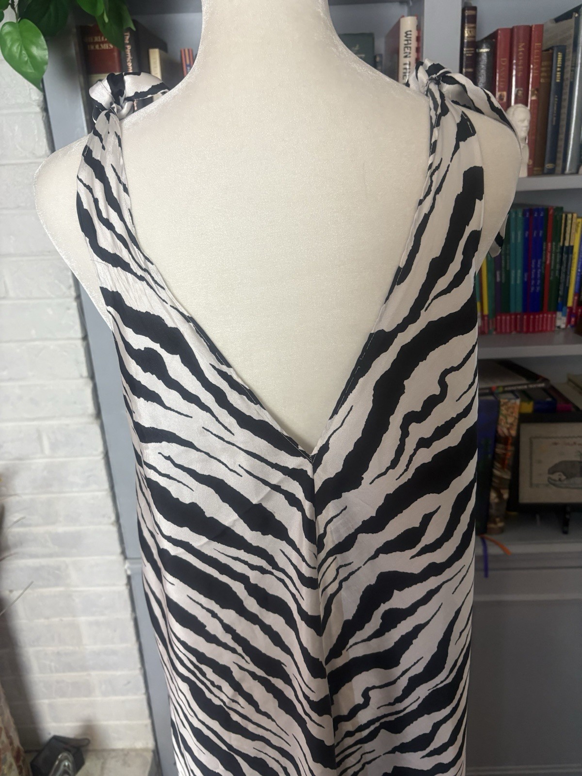 Vintage 1980s Bob Mackie Black & White Tiger Print Slip Dress Size Small