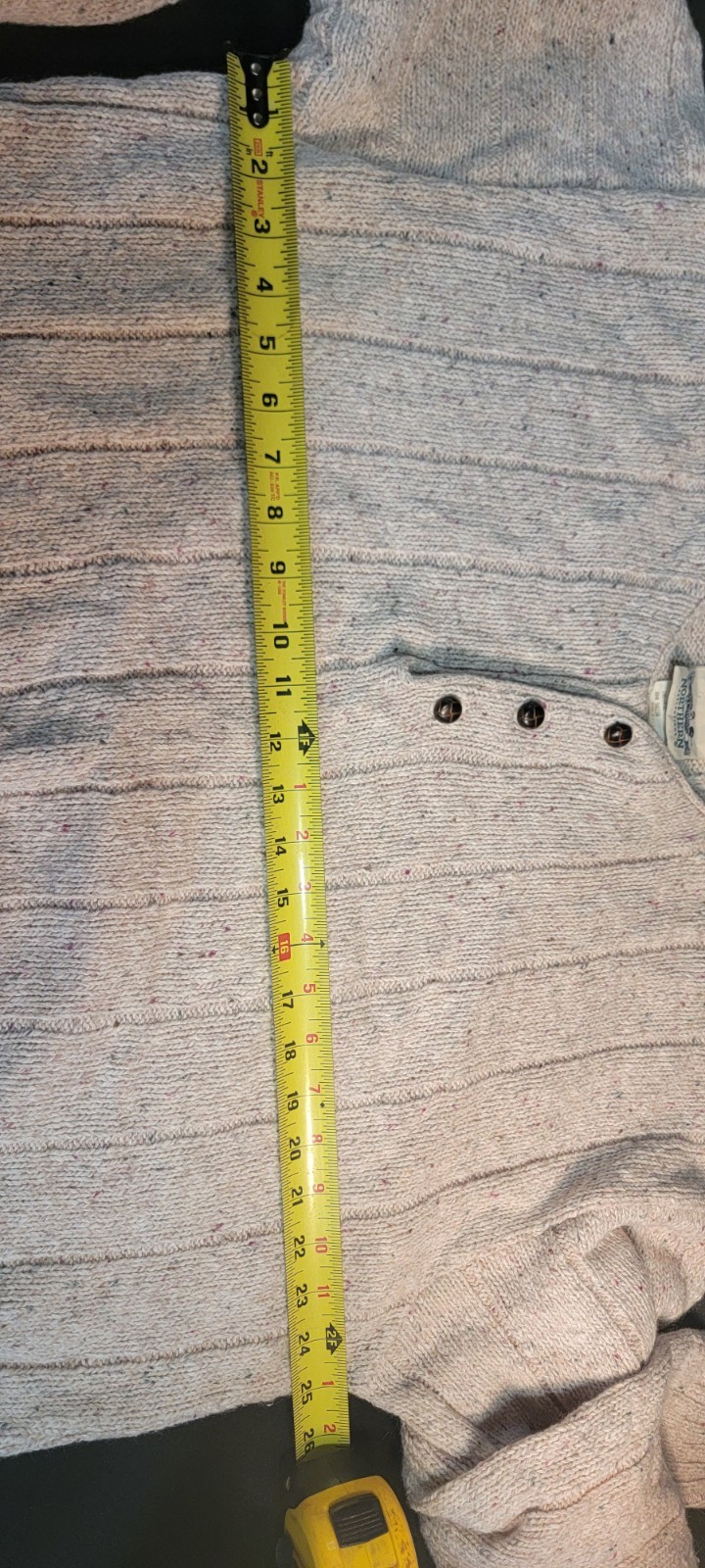 Vtg Northern Reflections Sweater Medium Cream Speckled Button Collar Earthy USA