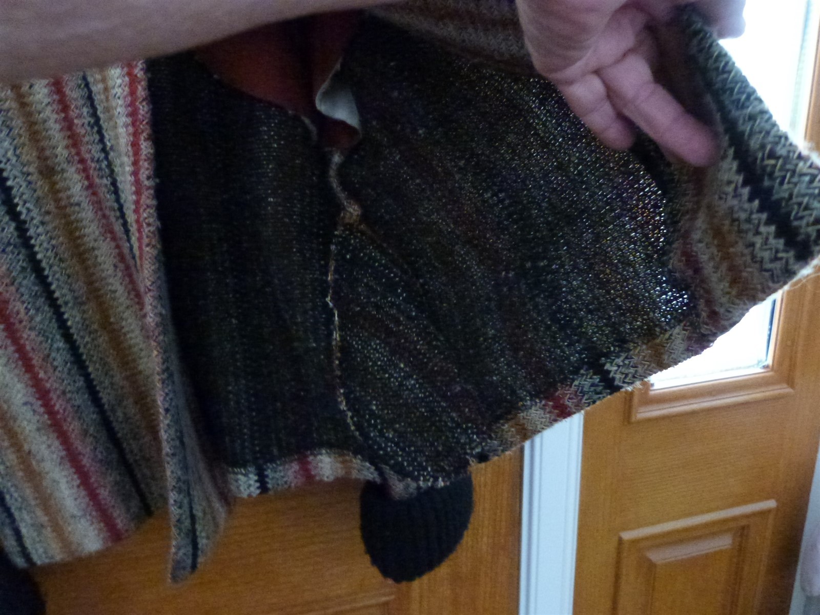 VTG 1980s 1 button Jacket cardigan sweater multicolor band collar Phyllis Sues M