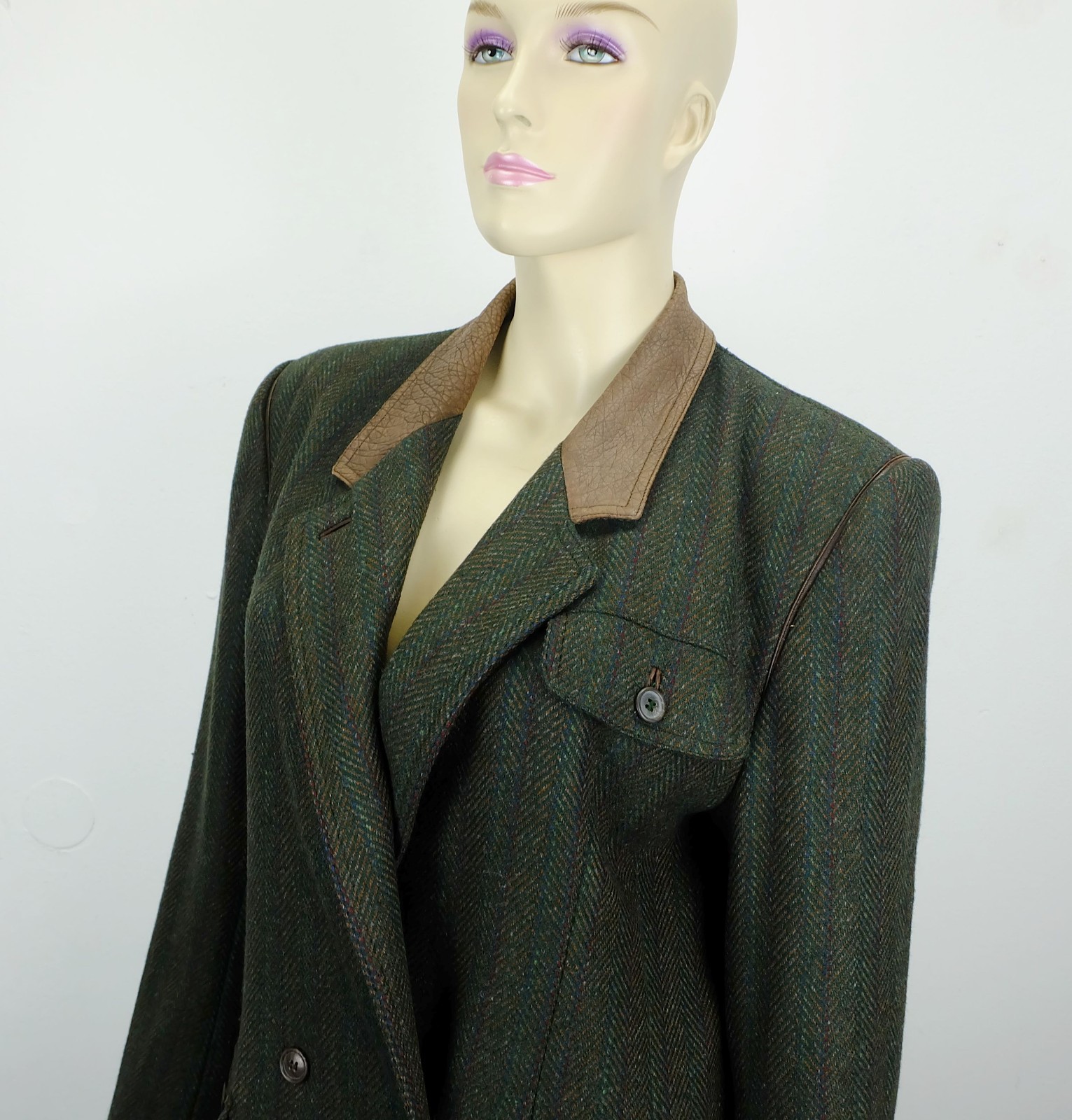 vintage 80s bogner blazer jacket virgin wool cashmere leather size 38