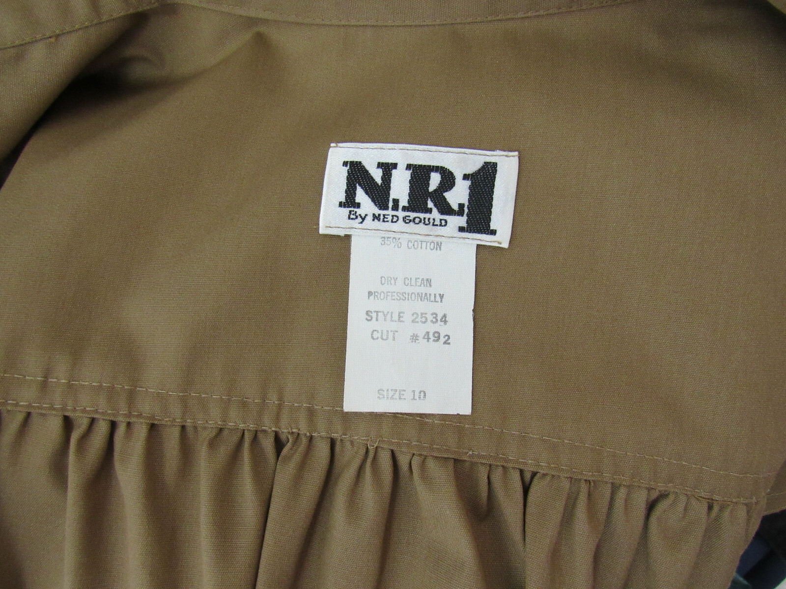 VTG 1960s MOD NED GOULD N.R.1 KHAKI TRENCH COAT DRESS BELT SIZE 10 POLY COTTON