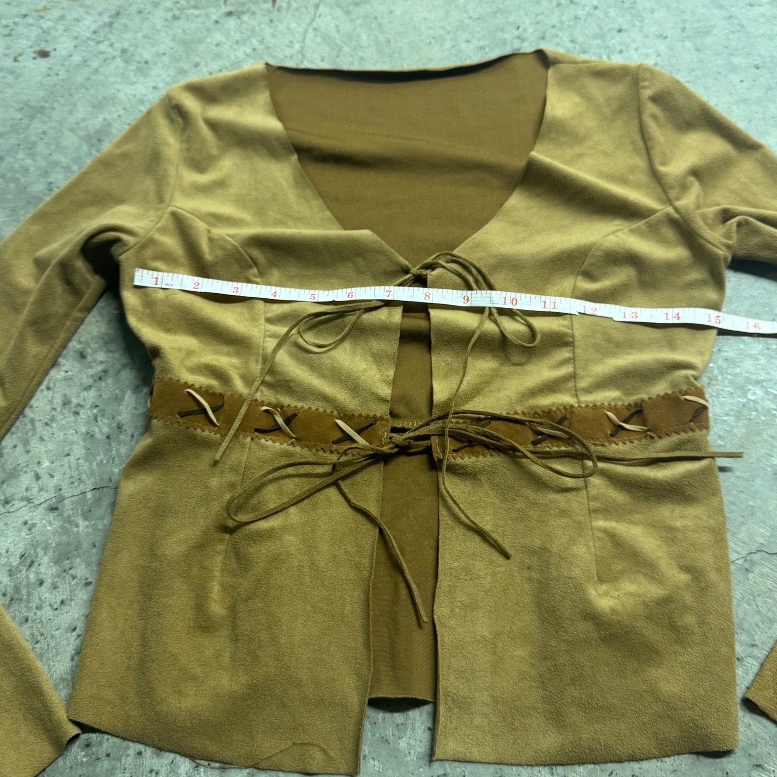 VTG Zako Women’s Brown Suede Bell Sleeve Top S/S Western Y2k Retro Bho Indie