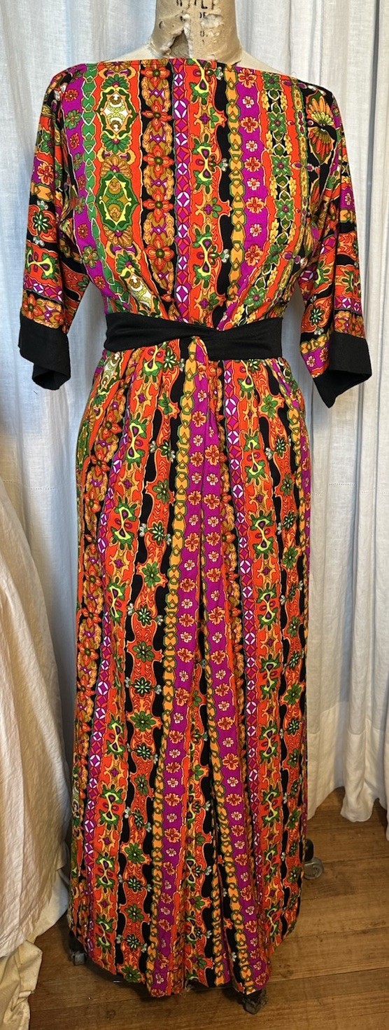 Mod Vintage Colorful Womens Long Dress Sz XS-S Pre-owned