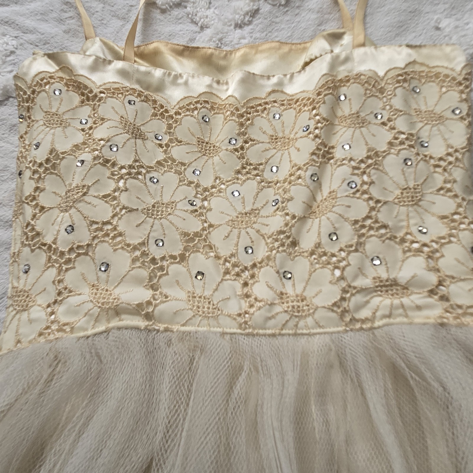 Vtg 50s Tulle & Sequin Party Dress By Dance Time, XS/2/Juniors, Formal, Bridal