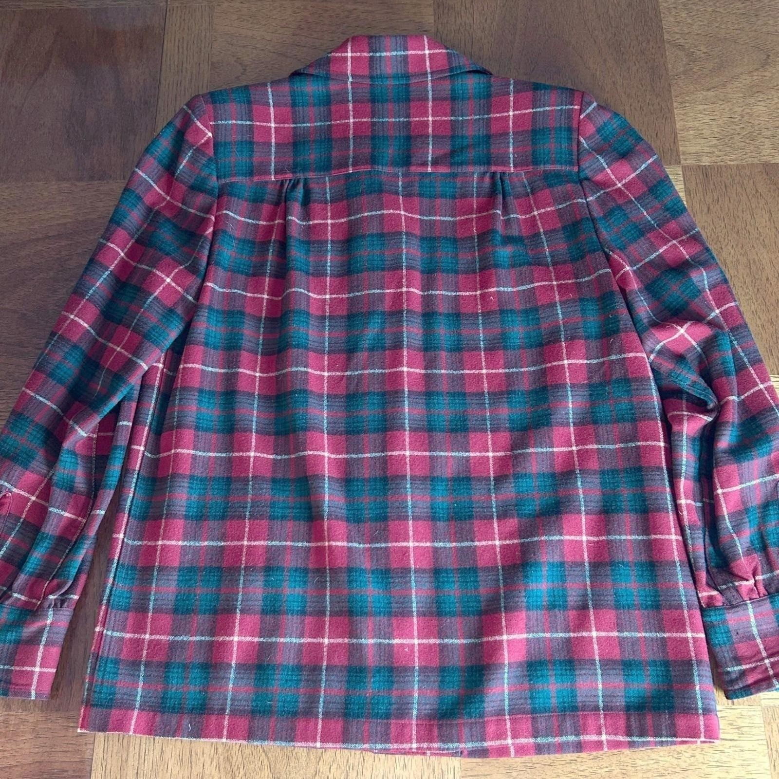 Pendleton 49er Jacket Womens M Red Green Plaid Wool 1950s Vintage Mid-Century