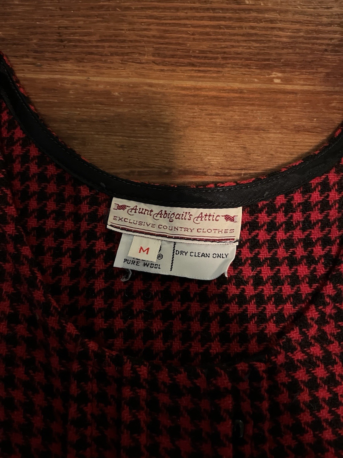 Vintage Aunt Abigail’s Attic 100% Wool Houndstooth Checked Dress, Medium,