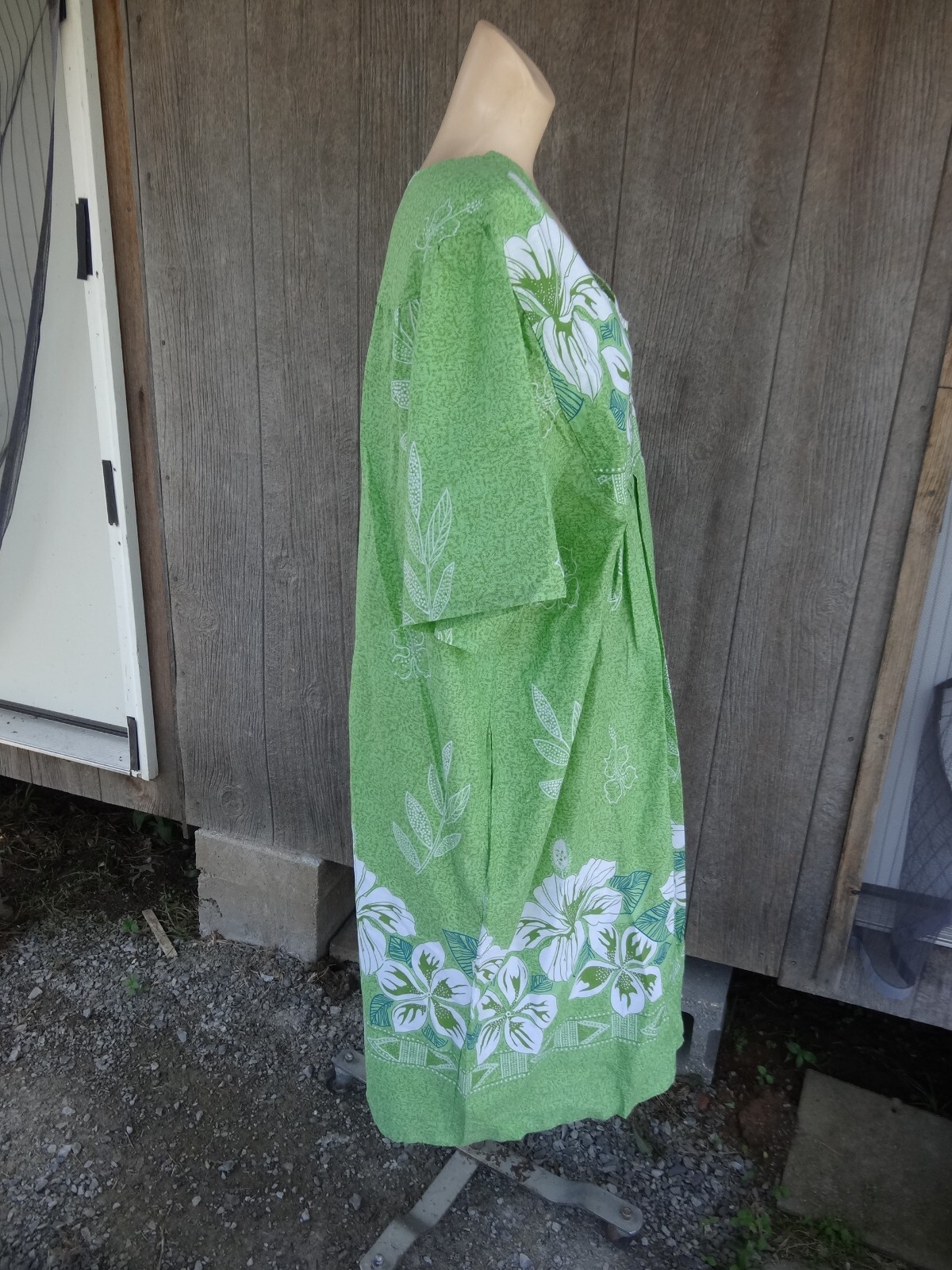 Nos Hawaiian Cotton Blend Green Muu Muu Lounging Summer House Dress 2xl