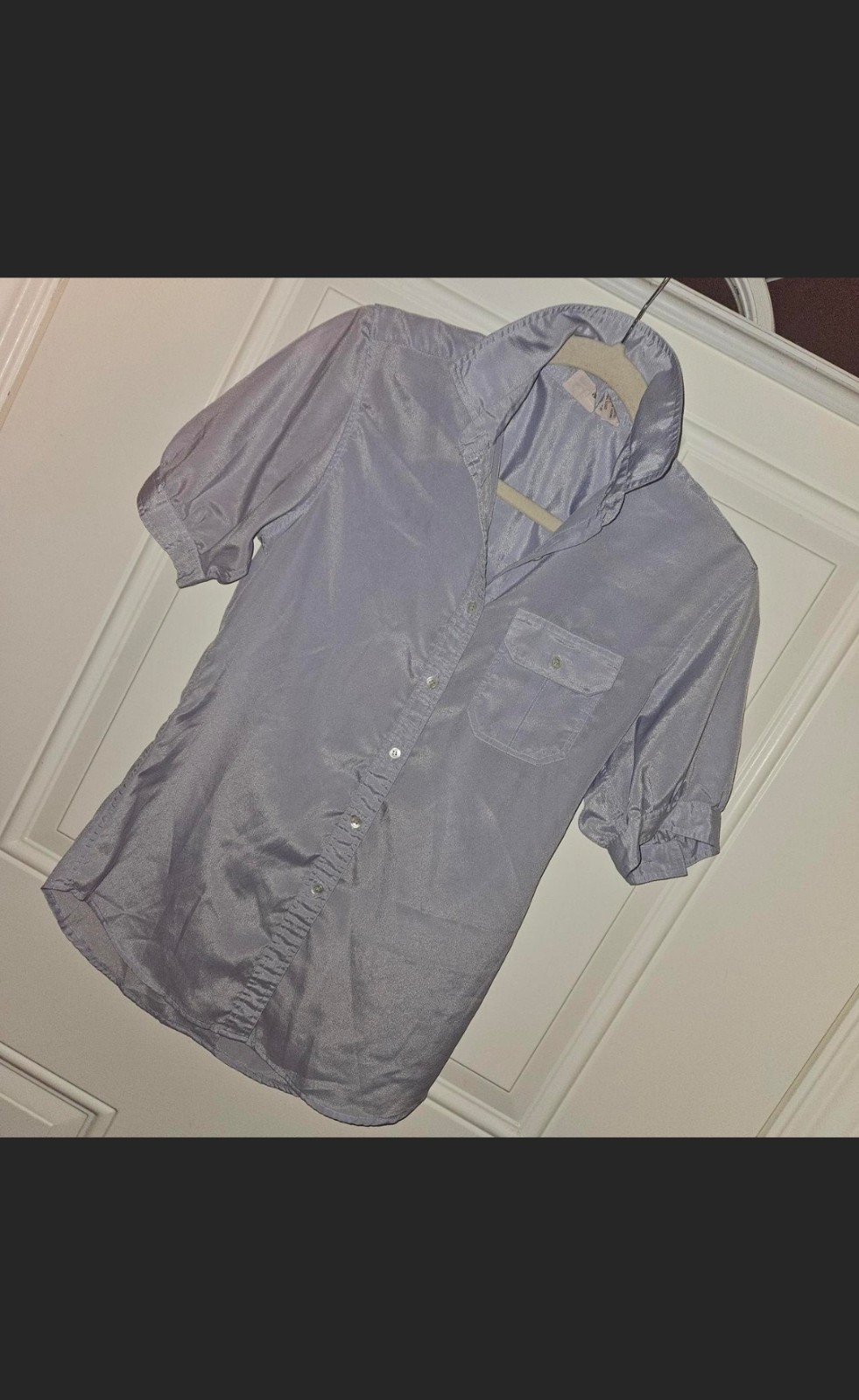 Vintage 80s Liz Claiborne Shiny Lilac Button Down Blouse Size 4