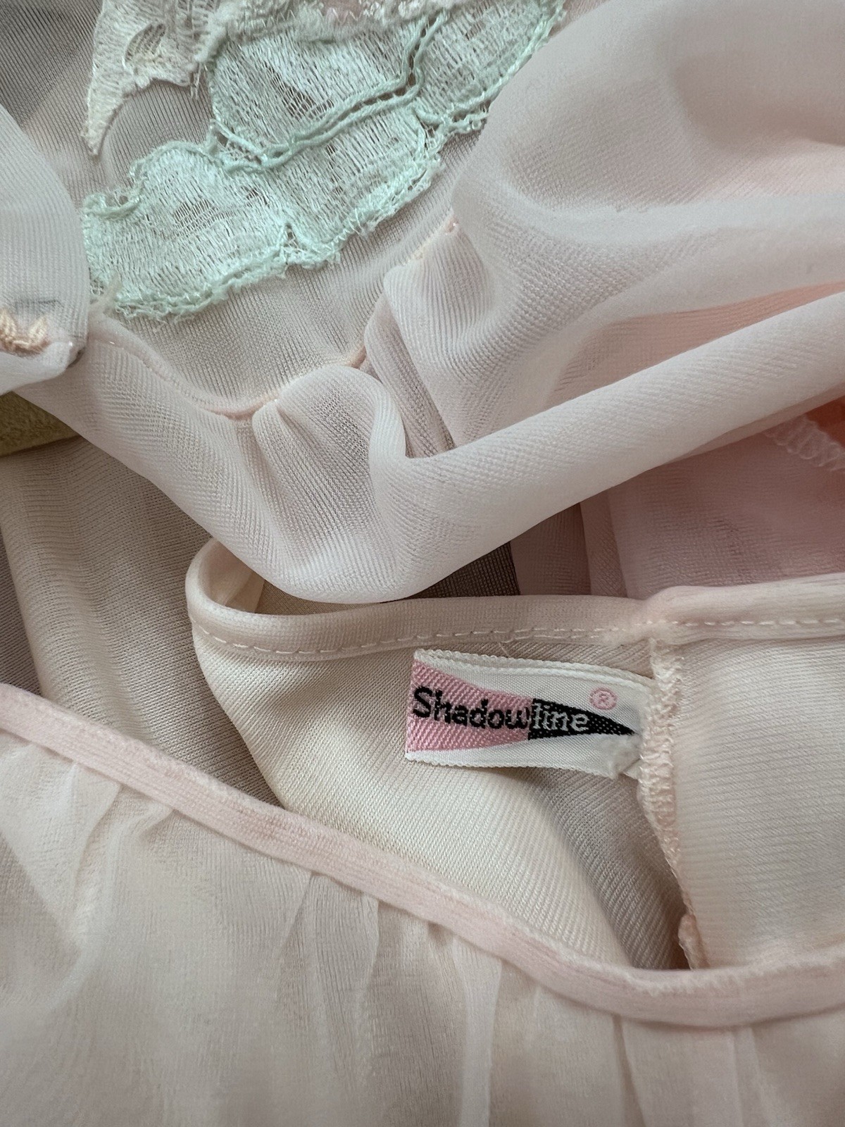 Vintage Shadowline Pink Nylon and Chiffon Long Peignoir Set Size S
