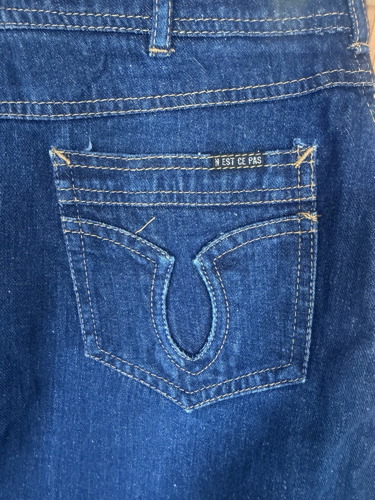 Vintage 1970s N’est Ce Pas Dark Indigo Denim Skirt 11/12 SEE MEASUREMENTS #267
