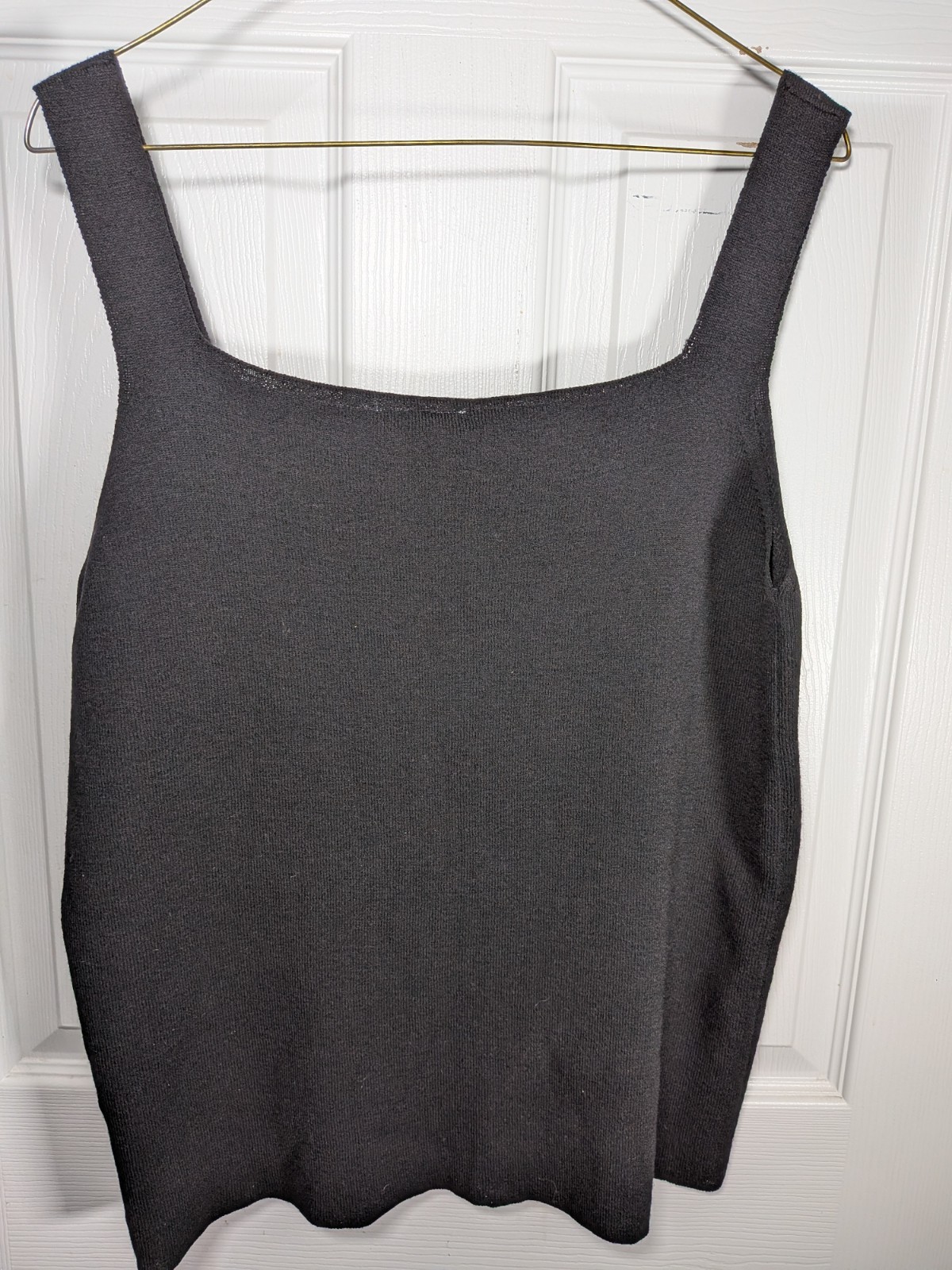 Vintage Eileen Fisher Medium Tank Top Cami 100% Wool Loose Knit Black Hong Kong