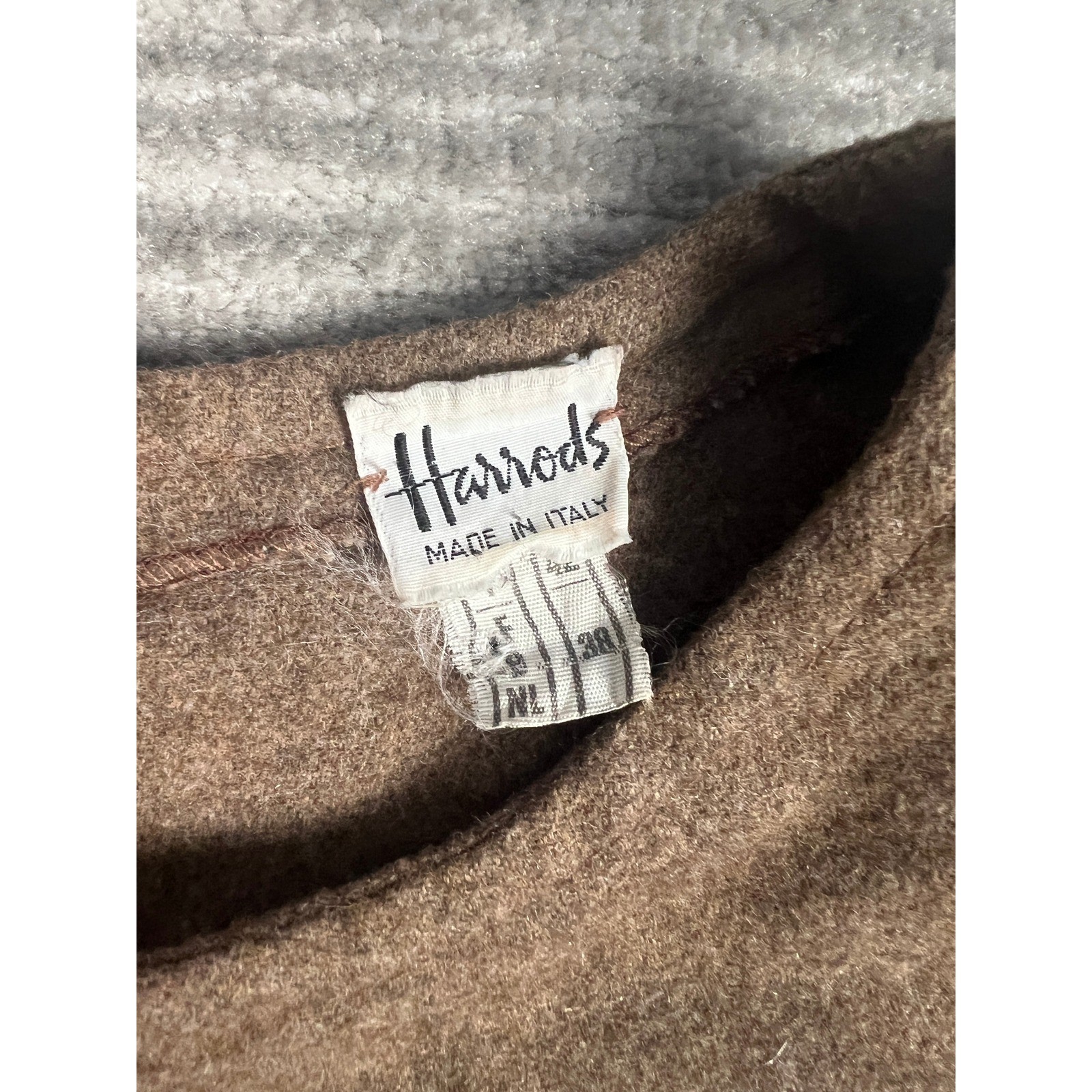 Harrods Dress Womens 38 Brown Wool Blend Midi Italy Cable Knit Button Detail