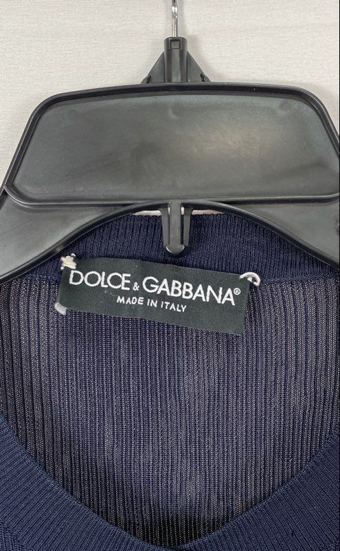 Vintage Y2K Dolce & Gabbana Women’s Navy Blue Ribbed Rayon Cardigan IT 40 Small