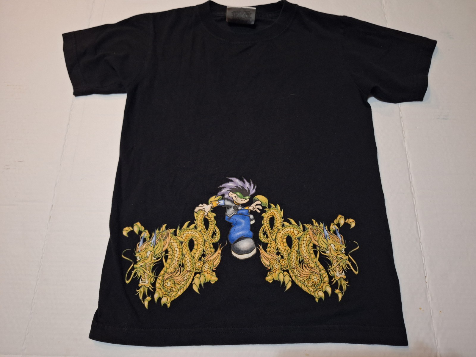 VTG Rare Flamehead Jnco Dragon Double side Skater Girl shirt Jr small