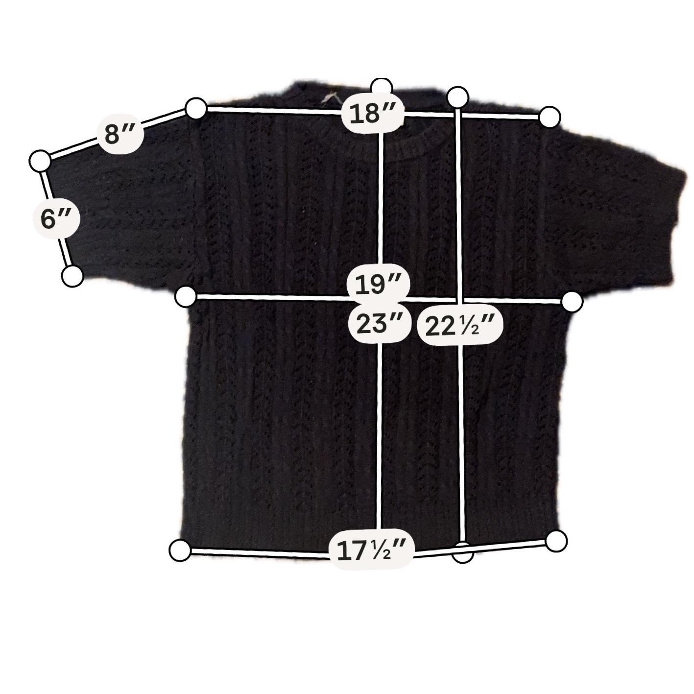 VTG JG Hook Women Medium Black Pointelle Embroidered Knit Layer Shirt Lagenlook