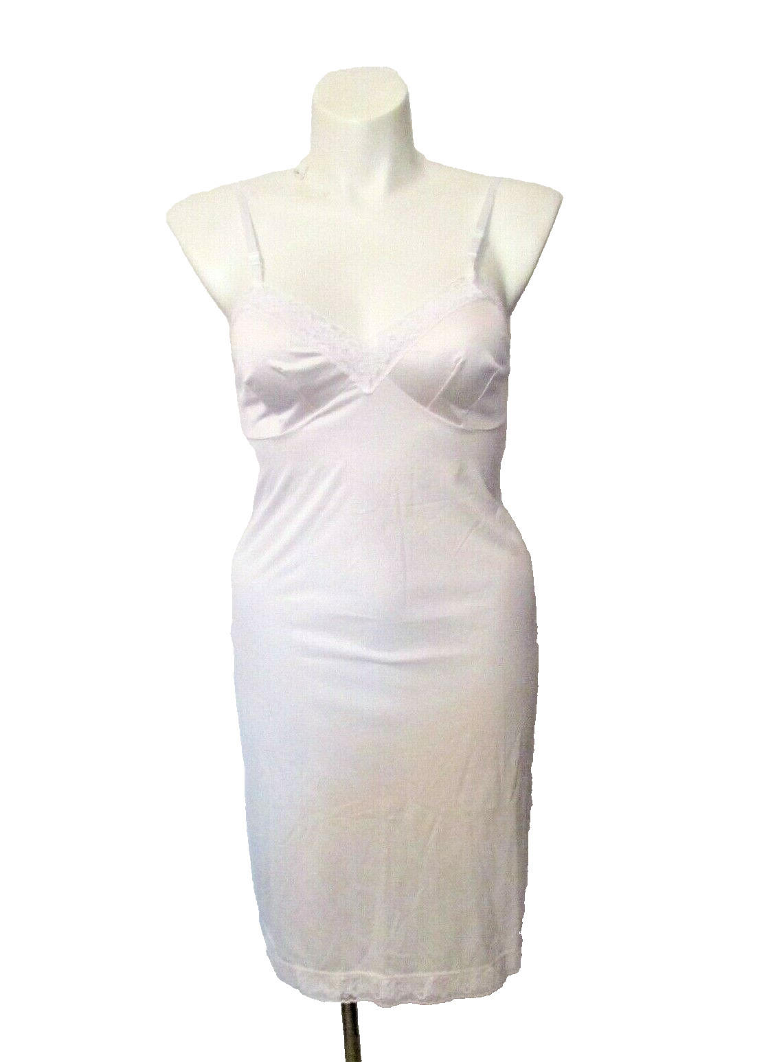 Vanity Fair 10-103 Semi-Sheer Off-White Nylon Lace Trim 22″ Full Dress Slip 36