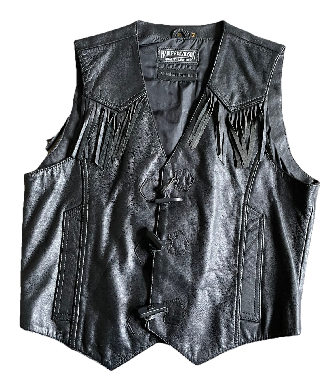 70s Vintage Women’s Harley Davidson Leather Fringe Vest