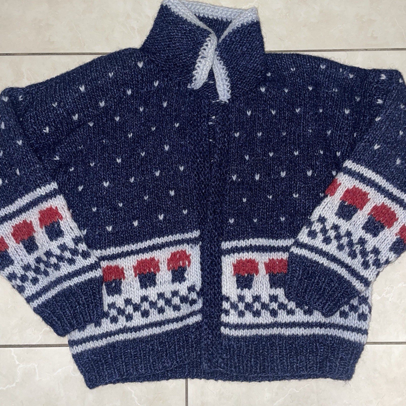VTG Women’s Chunky Hand Knit Cardigan Sweater 1960s-1980s