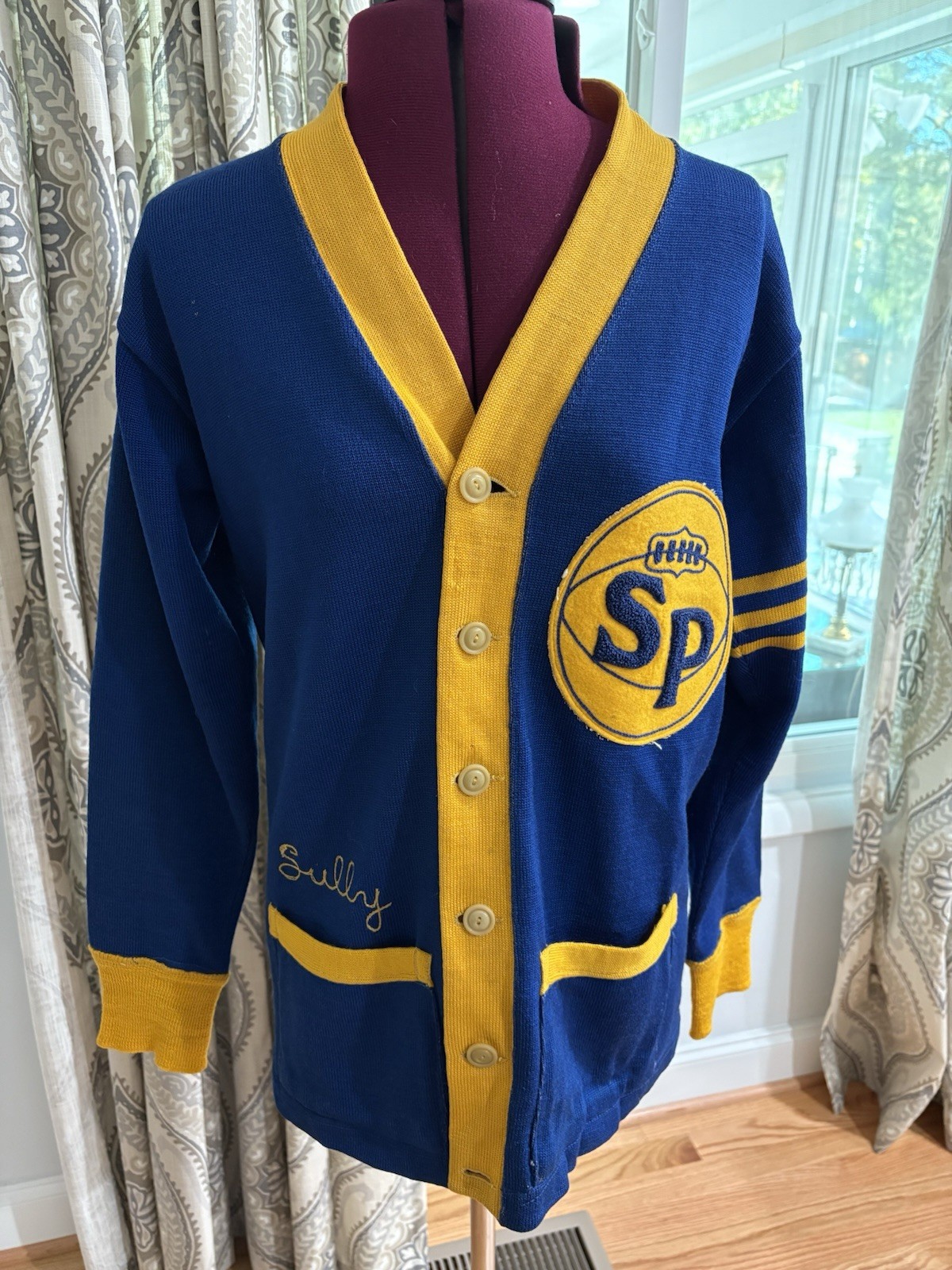 Vintage 60s Letterman Wool Cardigan Sweater Chainstitch Medium St. Paul’s School