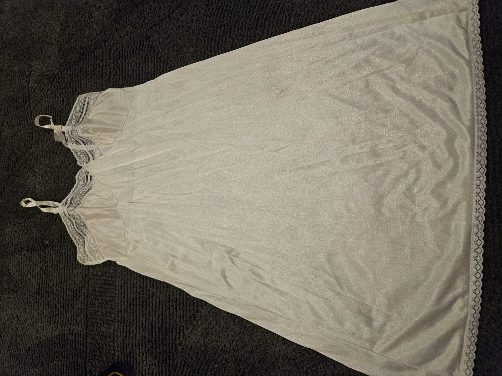 Vtg 50s LINGERIE BY VINCENT Size 40 Full Slip USA Nylon Lace Bust Pin Up Style